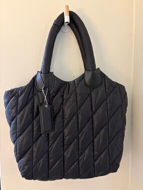Coach Iris Black Quilted Tote with Padded Handles